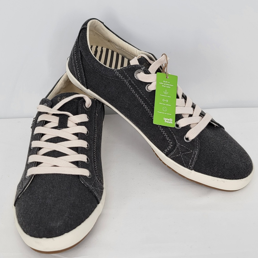 Taos Star Womens 10 Charcoal Gray Washed Canvas Low Top Sneakers STA-12844